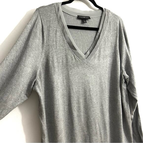 Lane Bryant Gray Tunic Sweater V neck Lagenlook Minimalist Boho EUC size 22-24 - Picture 3 of 11